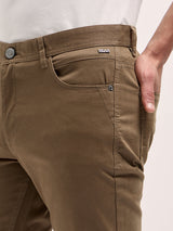 Men's Brown Casual Slim Fit Solid Trouser