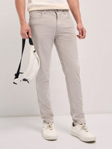 Men's Beige Casual Slim Fit Solid Trouser