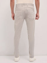Men's Beige Casual Slim Fit Solid Trouser