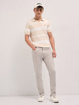 Men's Beige Casual Slim Fit Solid Trouser