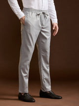Men's Grey Formal Slim Fit Solid Trouser