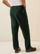 Men's Green Casual Regular Fit Striped Chinos