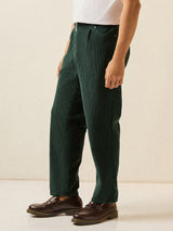 Men's Green Casual Regular Fit Striped Chinos