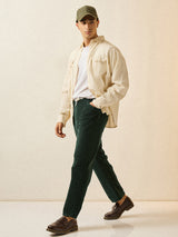 Men's Green Casual Regular Fit Striped Chinos
