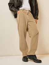 Men's Beige Casual Regular Fit Striped Chinos