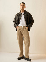 Men's Beige Casual Regular Fit Striped Chinos