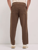 Men's Brown Casual Regular Fit Solid Trouser