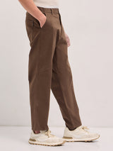 Men's Brown Casual Regular Fit Solid Trouser