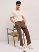 Men's Brown Casual Regular Fit Solid Trouser
