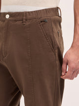 Men's Brown Casual Regular Fit Solid Trouser