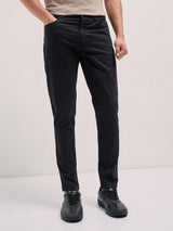 Men's Black Casual Slim Fit Solid Trouser