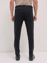 Men's Black Casual Slim Fit Solid Trouser