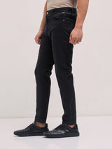 Men's Black Casual Slim Fit Solid Trouser