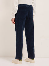 Men's Blue Casual Regular Fit Striped Trouser