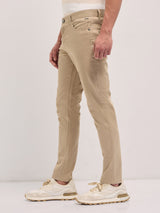 Men's Beige Casual Slim Fit Solid Trouser