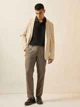 Men's Brown Formal Regular Fit Solid Trouser
