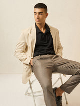 Men's Brown Formal Regular Fit Solid Trouser