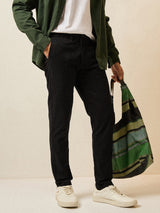 Men's Black Casual Slim Fit Solid Trouser