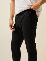 Men's Black Casual Slim Fit Solid Trouser