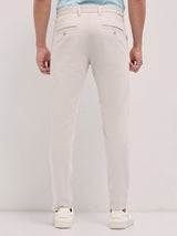 Men's Beige Casual Slim Fit Solid Trouser