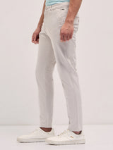 Men's Beige Casual Slim Fit Solid Trouser