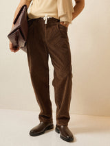 Men's Brown Casual Regular Fit Striped Chinos