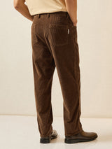 Men's Brown Casual Regular Fit Striped Chinos