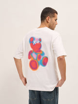 Men's White Casual Oversized Printed Half Sleeves Tshirt