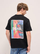 Men's Black Casual Oversized Printed Half Sleeves Tshirt