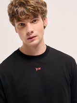 Men's Black Casual Oversized Printed Half Sleeves Tshirt