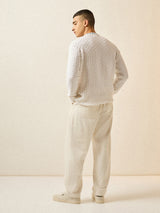 Men's White Casual Regular Fit Full Sleeves Tshirt
