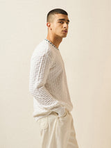Men's White Casual Regular Fit Full Sleeves Tshirt