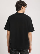 Men's Black Casual Oversized Solid Half Sleeves Tshirt