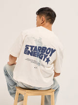 Men's White Casual Oversized Printed Half Sleeves Tshirt