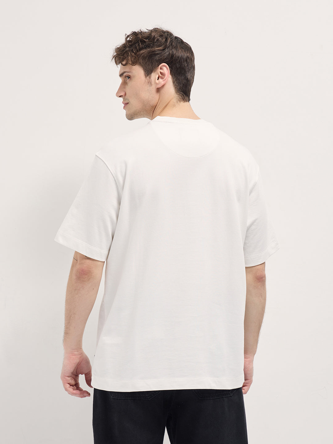 Men's White Cherry Graphic Design Crew Neck Tshirt