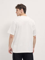 Men's White Cherry Graphic Design Crew Neck Tshirt