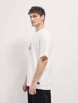 Men's White Cherry Graphic Design Crew Neck Tshirt