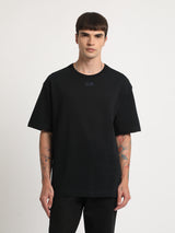 Men's Black Casual Oversized Printed Half Sleeves Tshirt