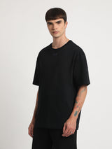 Men's Black Casual Oversized Printed Half Sleeves Tshirt