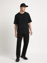 Men's Black Casual Oversized Printed Half Sleeves Tshirt