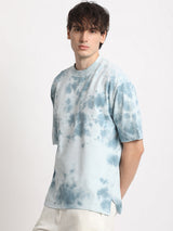 Men's Blue Casual Oversized Printed Half Sleeves Tshirt