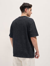 Men's Black Casual Oversized Solid Half Sleeves Tshirt