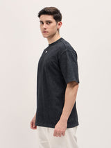 Men's Black Casual Oversized Solid Half Sleeves Tshirt