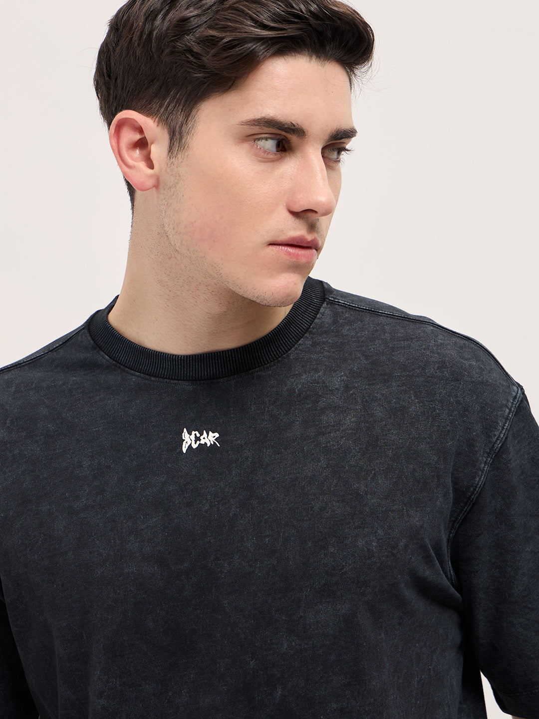 Men's Black Casual Oversized Solid Half Sleeves Tshirt