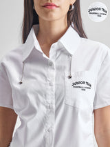 Women's White & Khaki Shirt With Mini Skirt