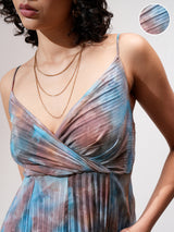 Women's Blue Ethnic Abstract Regular Fit Sleeveless Dress