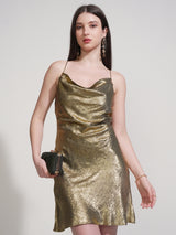 Women's Cowl Neck Sheath Mini Dress