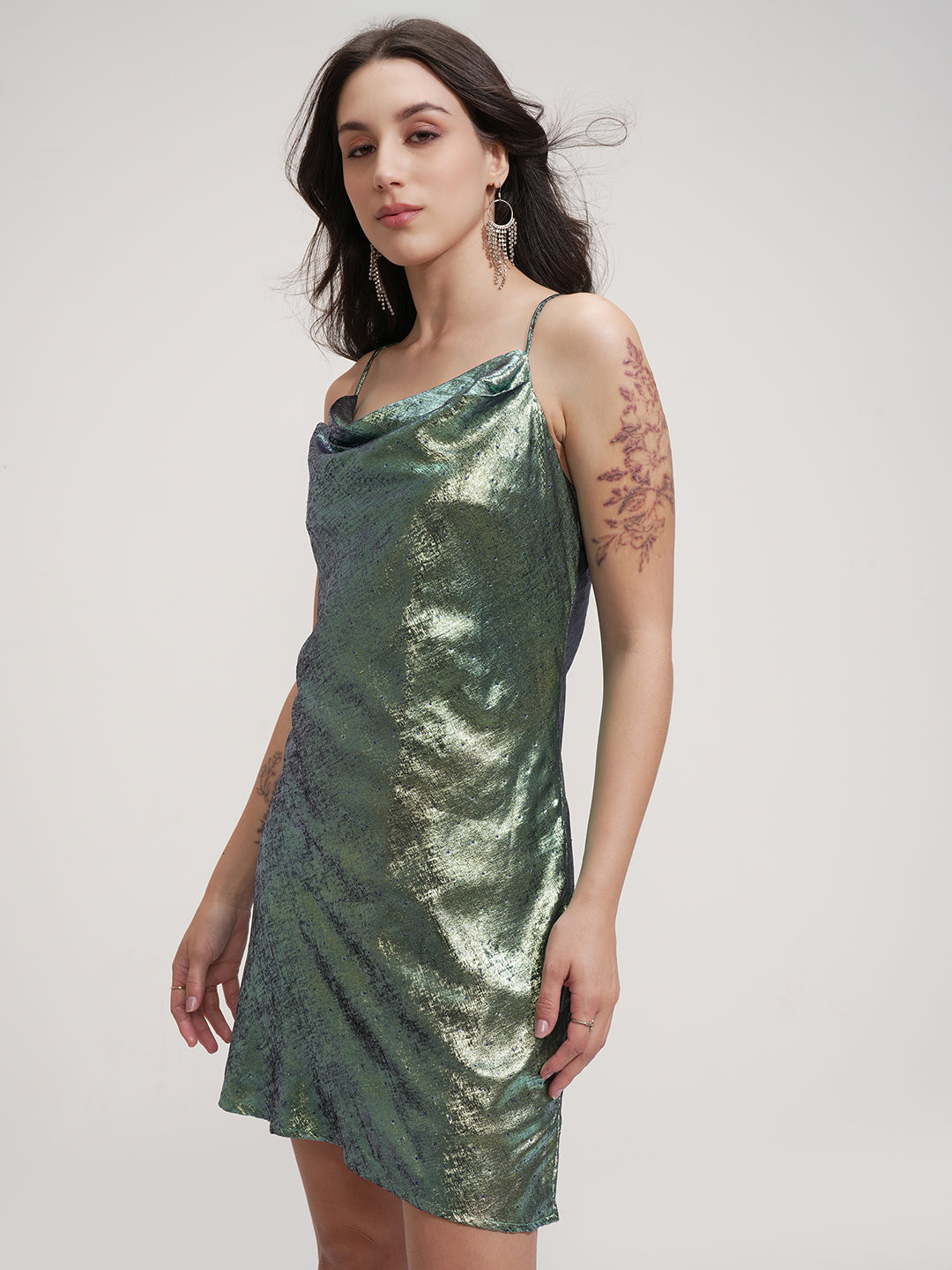 Women's Cowl Neck Sheath Mini Dress