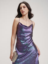 Women's Purple Ethnic Abstract Regular Fit Sleeveless Dress