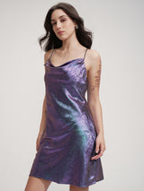 Women's Purple Ethnic Abstract Regular Fit Sleeveless Dress